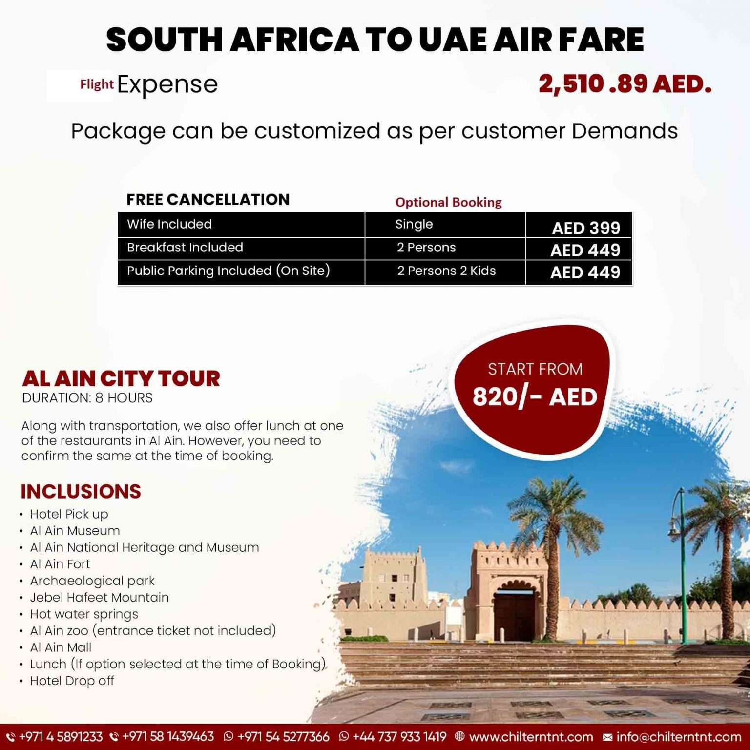 south africa to uae air fare